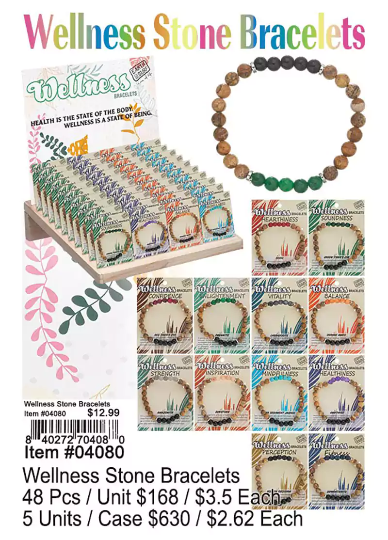 Wellness Stone Bracelets 48 Pcs.